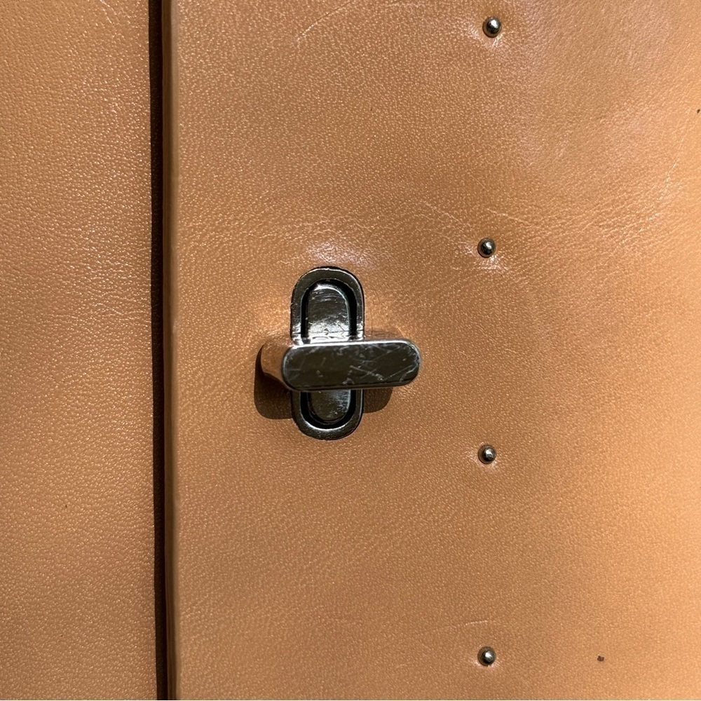 Monsac Tan Leather Minimalist Shoulder Bag. Preowned. 10 1/2” long X 5” high. - Picture 10 of 14